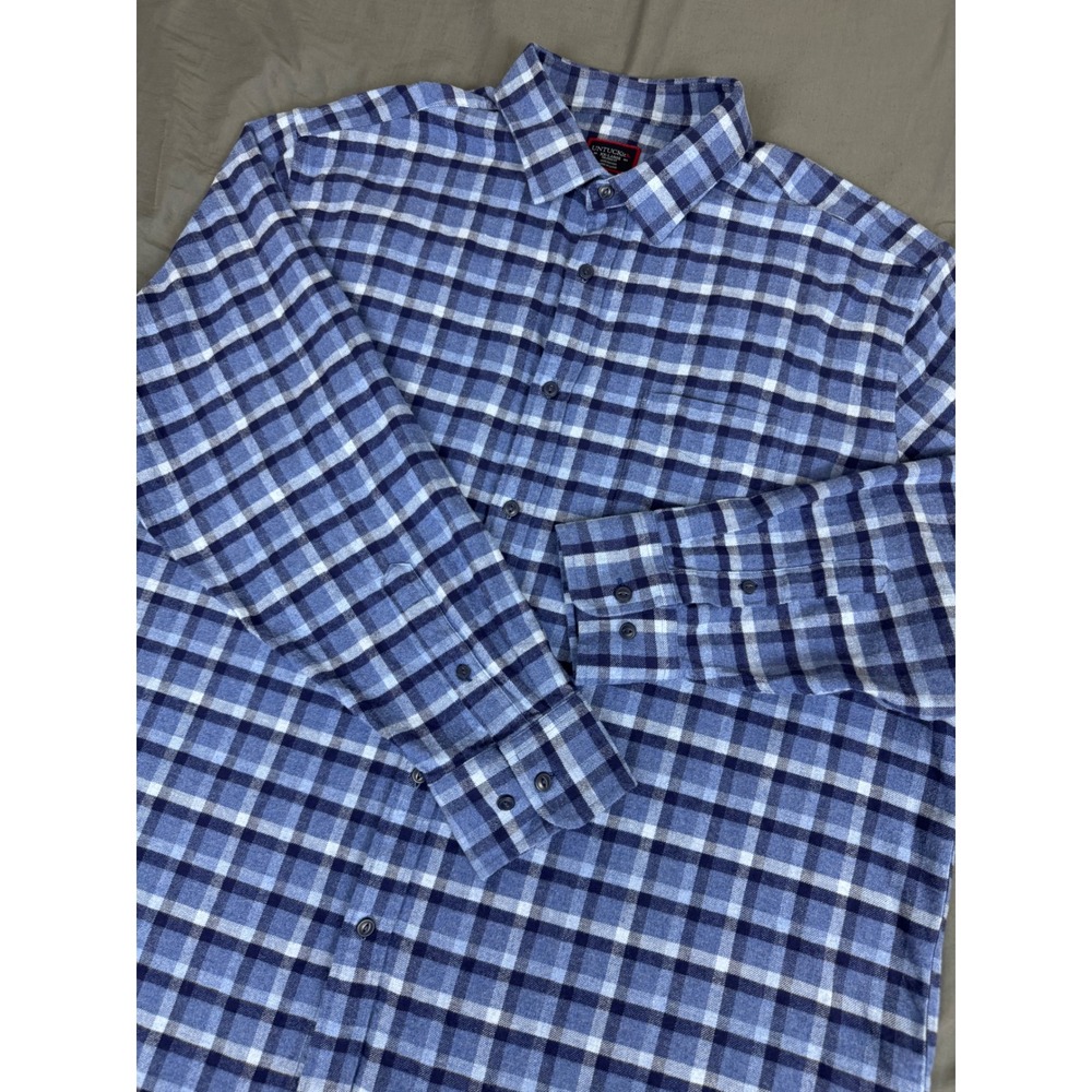 UNTUCKit Caylise Blue Plaid Flannel Shirt Mens XXL Relaxed Fit 40345 Cotton